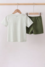 Green Duck Embroidered Shorts Set