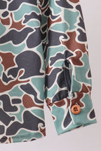 Camouflage puppy hunting embroidery button shirt