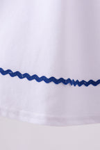 White flag smocked ruffle dress