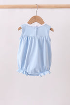 Blue god bless America flag french knot ruffle bubble