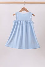 Blue god bless America flag french knot ruffle dress
