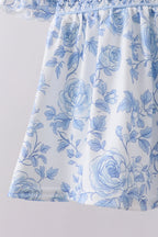 Blue rose smocked bloomer set