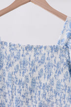 Blue rose smocked ruffle dress (length 41.33in)