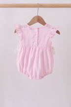 Pink bow smocked ruffle bubble