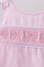 Pink bow smocked bloomer set