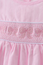 Pink bow smocked ruffle dress