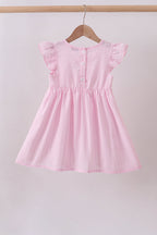 Pink bow smocked ruffle dress