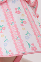 Blush floral ruffle bow bonnet