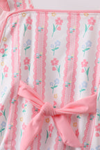 Blush floral print ruffle bow swimsuit