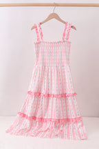Blush floral smocked tiered dress