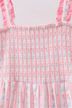 Blush floral smocked tiered dress
