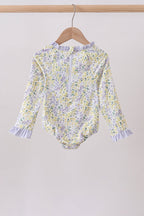 Floral mermaid applique rashguard