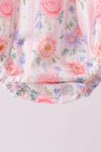 Purple rose bow smocked ruffle bubble