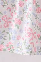 Pink floral bow smocked ruffle dress