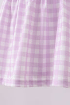 Purple floral embroidery gingham bloomer set