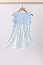 Blue character applique ruffle dress