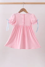 Pink carousel smocked ruffle dress