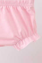 Pink carousel print ruffle bloomer set