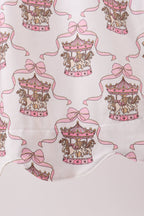 Pink carousel embroidery ruffle dress