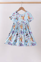 Blue character floral bamboo dress
