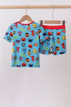 Blue character bamboo pajama set