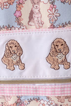 Pink puppy embroidery backpack