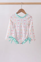 Green castle cream ruffle rashguard