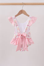 Pink bow castle ruffle one-piece swimsuit
