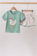 Sage Chicken Applique Set