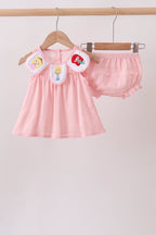 Pink Princess Embroidered Jacquard Bloomer Set