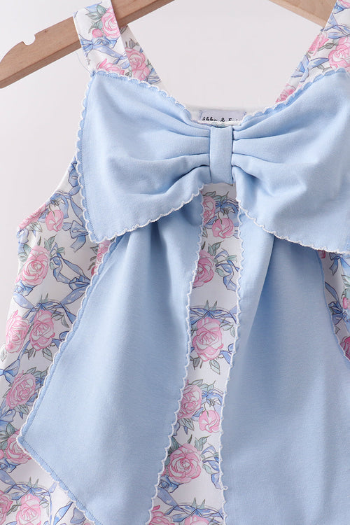 Blue Floral Bow Set