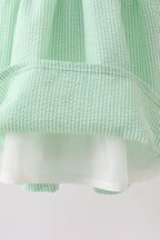 Blue Tractor Applique Seersucker Dress
