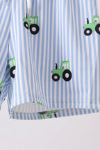 Blue Tractor Stripe UPF Swim Trunks