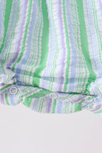 Green Stripe Smocked Bow Seersucker Bubble