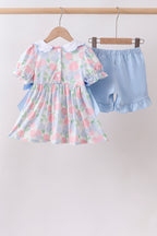 Blue Hydrangea Smocked Pearl Set