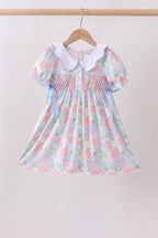 Blue Hydrangea Smocked Pearl Dress