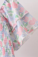 Blue Hydrangea Smocked Women Dress