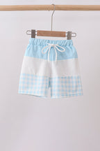 Blue Plaid UPF Swim Trunks