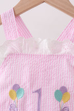 Pink Birthday Balloon Seersucker Bubble