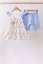 Blue Hydrangea Ruffle Bow Set