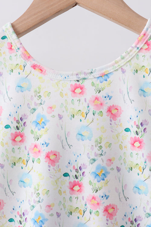 Blue Floral Ruffle Set