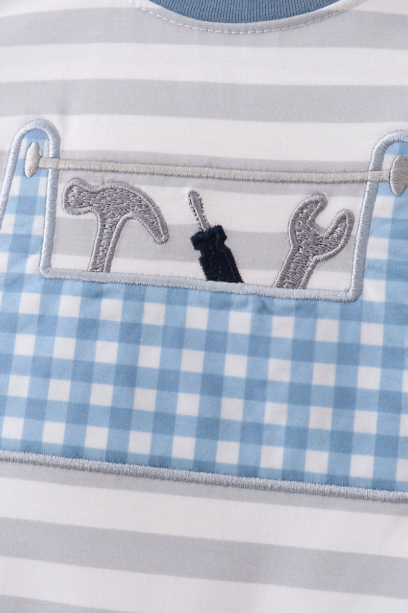 Blue Tool Applique Romper