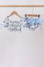 Blue Beach Smocked UPF Swim Set