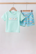 Blue Shark Embroidered Set