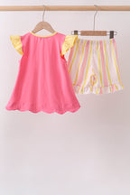 You're my sunshine embroidery Stripe Ruffle Set
