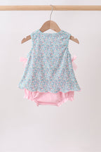 Green Bear Floral Applique Bubble