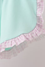 Purple Ice Cream Plaid Embroidered Set
