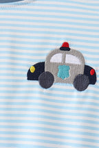 Blue Police Car Stripe Embroidered Bubble