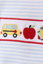 Blue Apple Bus Embroidered Top