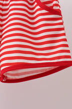 Red Stripe Apple Embroidered Set